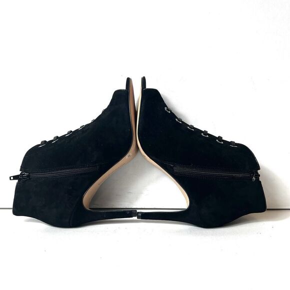 Enzo Angiolini Women's 7.5 M Black Suede Victorian Peep Toe Stiletto Ankle Heels - Picture 5 of 9